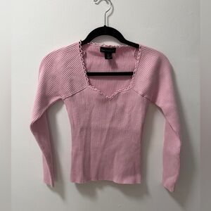 House Of Harlow 1960 Pink Ribbed Knit Top